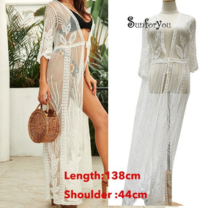 Embroidery Mesh Bathing Suit Cover ups