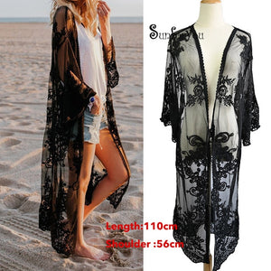 Embroidery Mesh Bathing Suit Cover ups