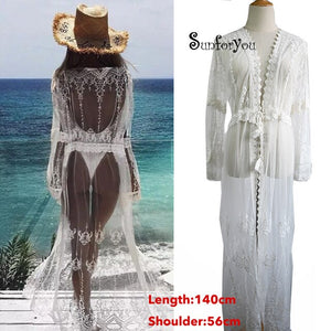 Embroidery Mesh Bathing Suit Cover ups