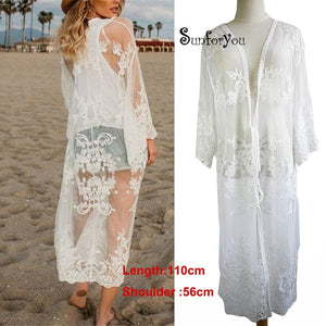 Embroidery Mesh Bathing Suit Cover ups
