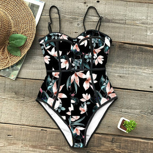 Sexy One Piece Floral Brazilian Swimwear