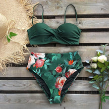 Sexy Leaf Print Female High Waist Bikini