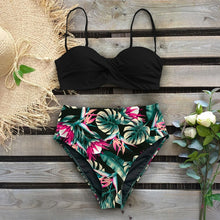 Sexy Leaf Print Female High Waist Bikini