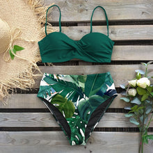 Sexy Leaf Print Female High Waist Bikini