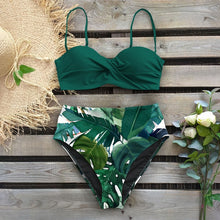 Sexy Leaf Print Female High Waist Bikini