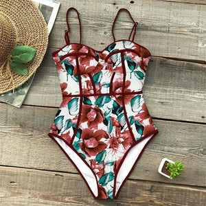 Sexy One Piece Floral Brazilian Swimwear