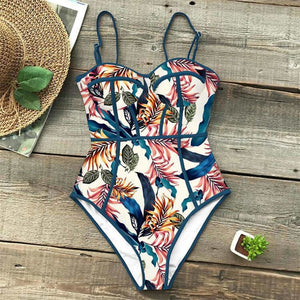 Sexy One Piece Floral Brazilian Swimwear