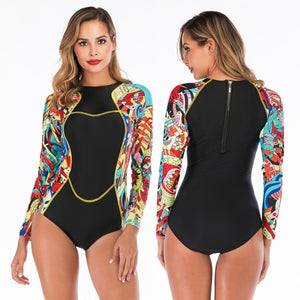 DROZENO Sexy Long Sleeve One Piece Swimsuit