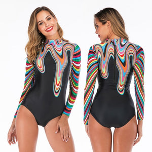 DROZENO Sexy Long Sleeve One Piece Swimsuit