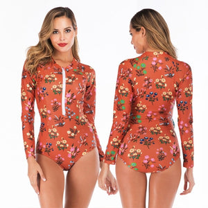 DROZENO Sexy Long Sleeve One Piece Swimsuit